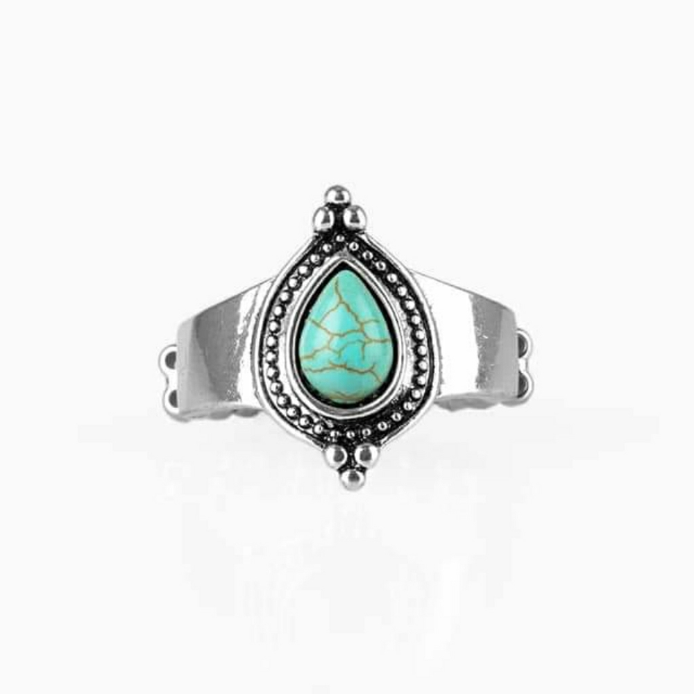 Blue crackle stone ring